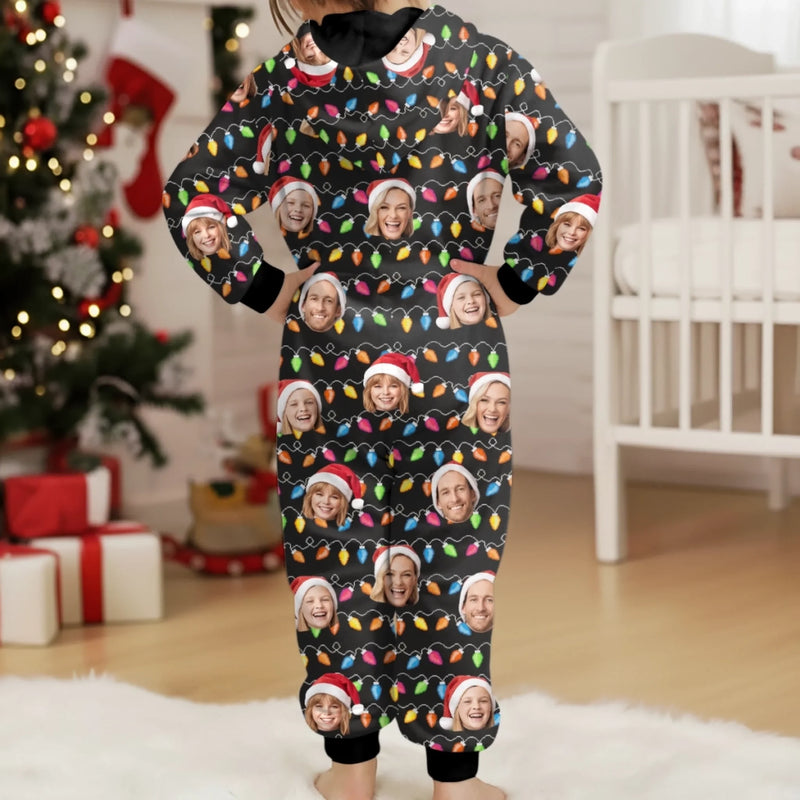 Custom Photo Onesie Pajamas - Personalized Christmas Birthday Gifts For Family, Dog Cat Lovers - The Family That Matches, Laughs Together