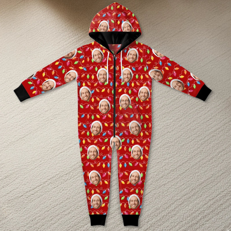 Custom Photo Onesie Pajamas - Personalized Christmas Birthday Gifts For Family, Dog Cat Lovers - The Family That Matches, Laughs Together