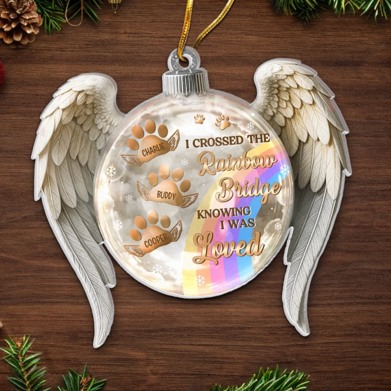 Custom Acrylic Ornament - Personalized Pet Christmas Memorial Sympathy Gifts For Dogs, Cats - Love Lives On Forever