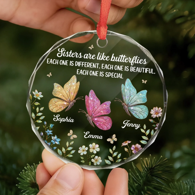 Custom Circle Glass Ornament - Personalized Best Friend Christmas Birthday Gifts For Women, Besties, Sisters, BFF - Besties Brighten Every Day
