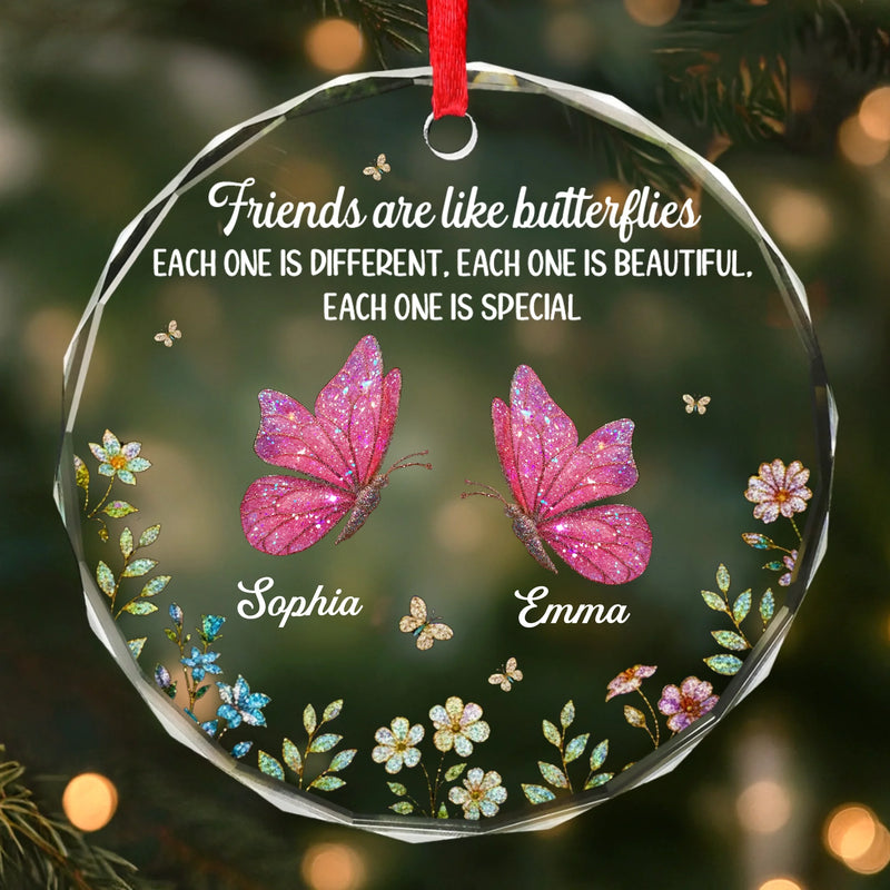 Custom Circle Glass Ornament - Personalized Best Friend Christmas Birthday Gifts For Women, Besties, Sisters, BFF - Besties Brighten Every Day