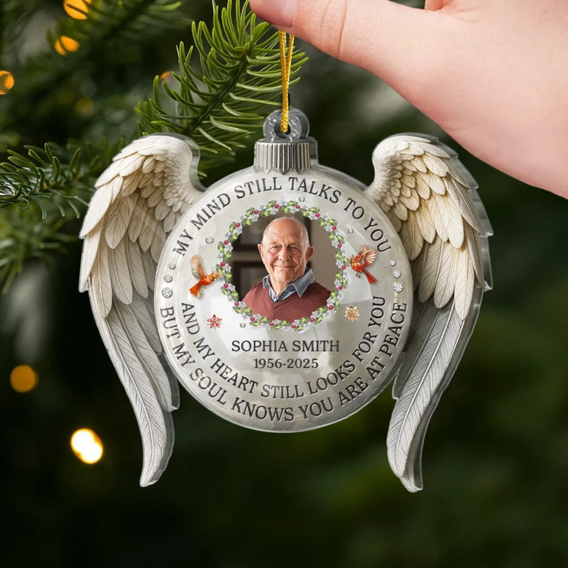 Custom Photo Acrylic Ornament - Personalized Christmas Memorial Sympathy Gifts For Loss Of Mom, Dad - Your Light Stays With Us Always