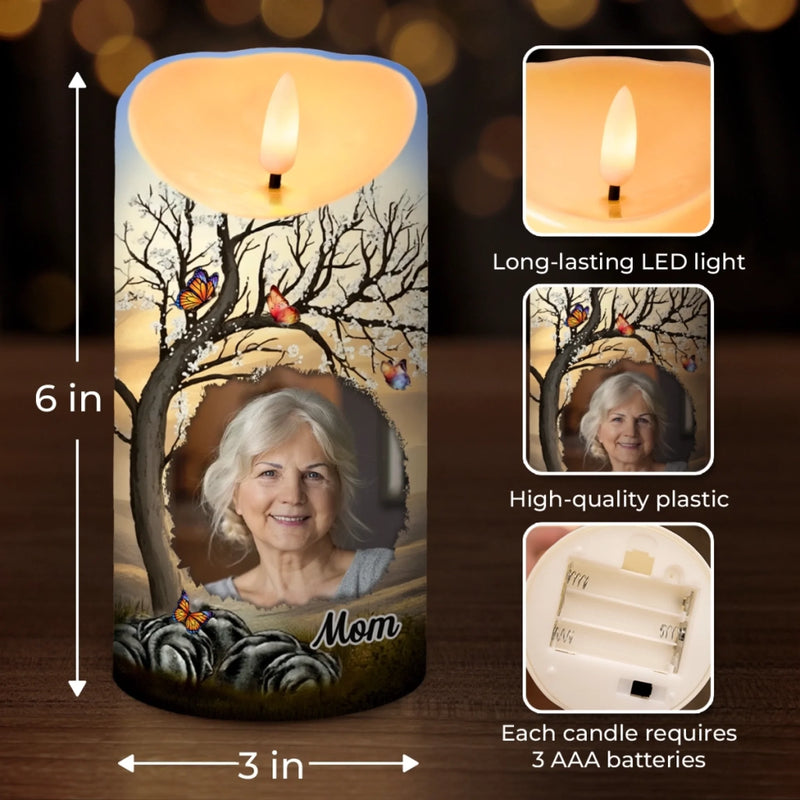 Custom Photo LED Candle - Personalized Christmas Memorial Sympathy Gifts For Loss Of Mom, Dad - Your Light Stays With Me