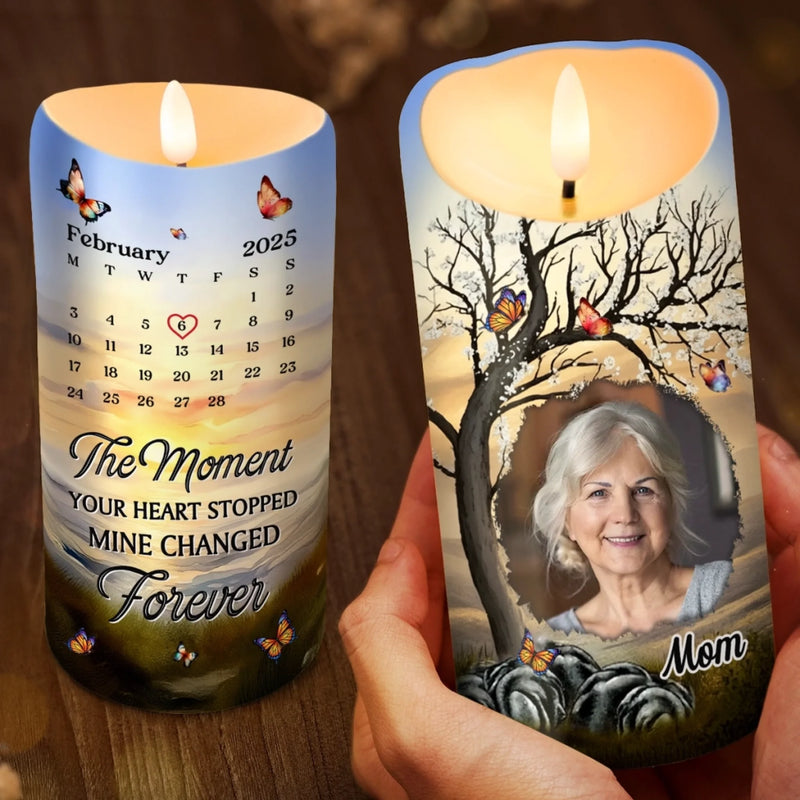 Custom Photo LED Candle - Personalized Christmas Memorial Sympathy Gifts For Loss Of Mom, Dad - Your Light Stays With Me