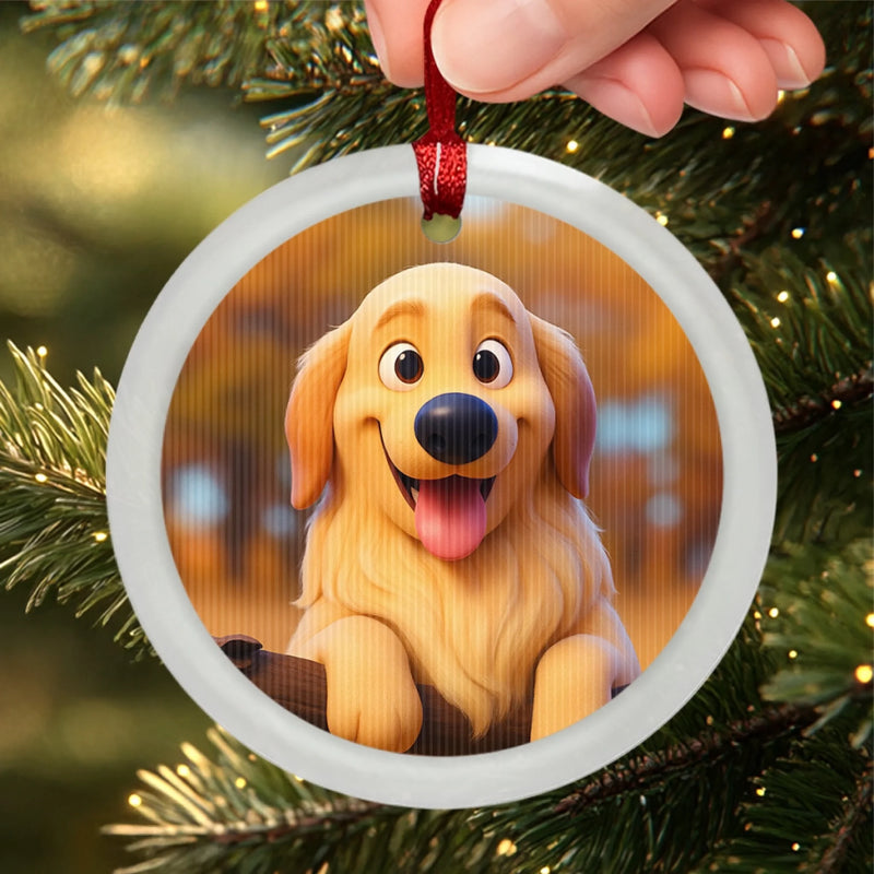 Custom Photo Lenticular Crystal Ornament - Personalized Christmas Birthday Gifts For Dog Cat Lovers, Dog Dad And Mom, Cat Owners - Furry Friends, Festive Hearts