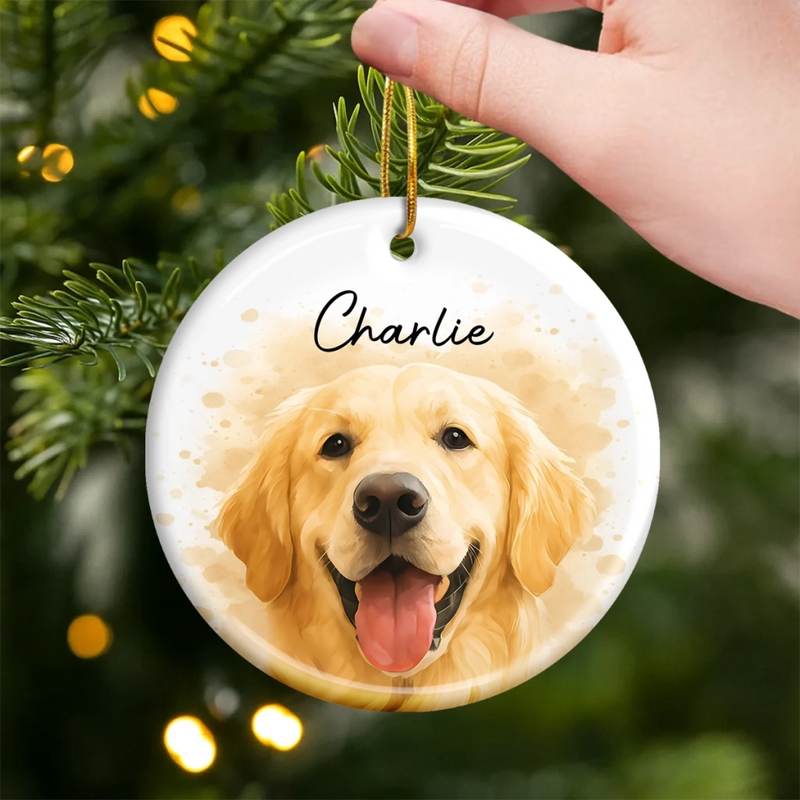 Custom Photo Ceramic Ornament - Personalized Christmas Birthday Gifts For Dog Cat Lovers, Dog Dad And Mom, Cat Owners - Life Feels Better Furry