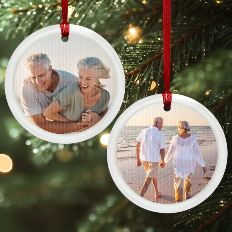 Custom Photo Lenticular Crystal Ornament - Personalized Anniversary Christmas Wedding Gifts For Husband And Wife, Him And Her - Merry & Mine