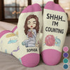 Custom Yarn Crew Socks - Personalized Birthday Gifts For Crochet Knitting Lovers, Crocheters, Knitters - Hooked On Crochet