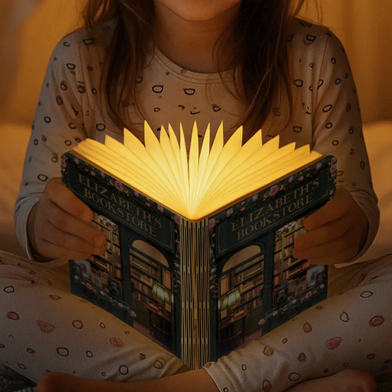 Custom Foldable LED Magic Book Lamp - Personalized Bookish Gifts For Book Lovers, Bookworms, Readers - A Sanctuary For Story Lovers