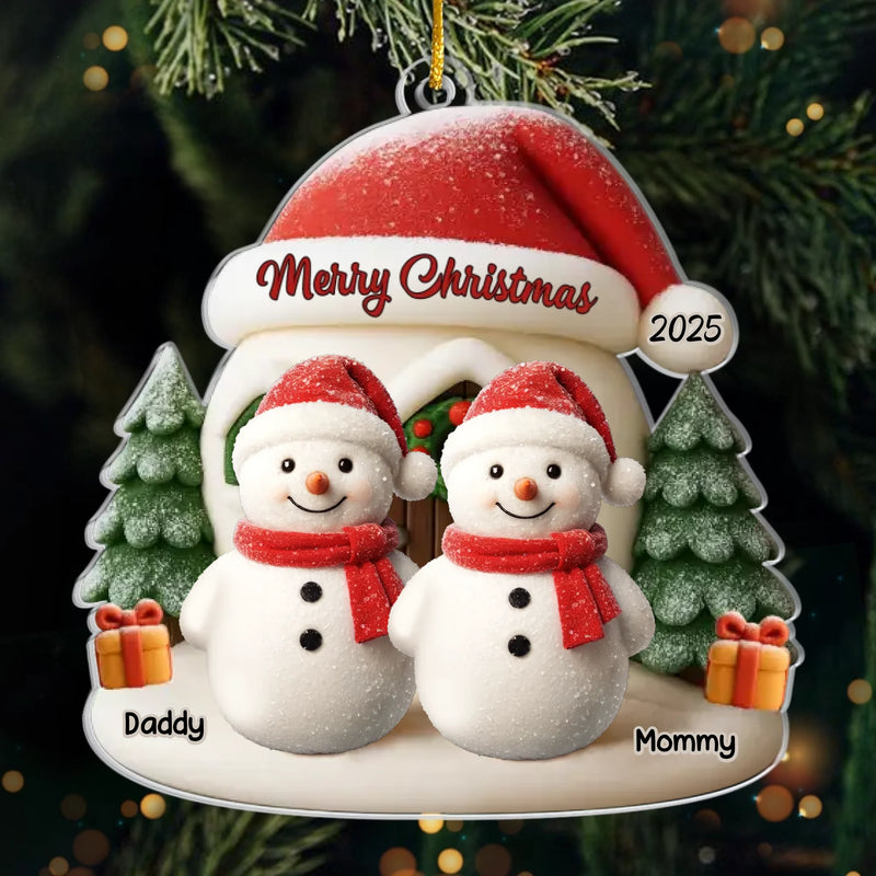 Custom Snowman Acrylic Ornament - Personalized Christmas Birthday Gifts For Mom, Dad, Brother, Sister, Kids - Love Grows In Our Circle