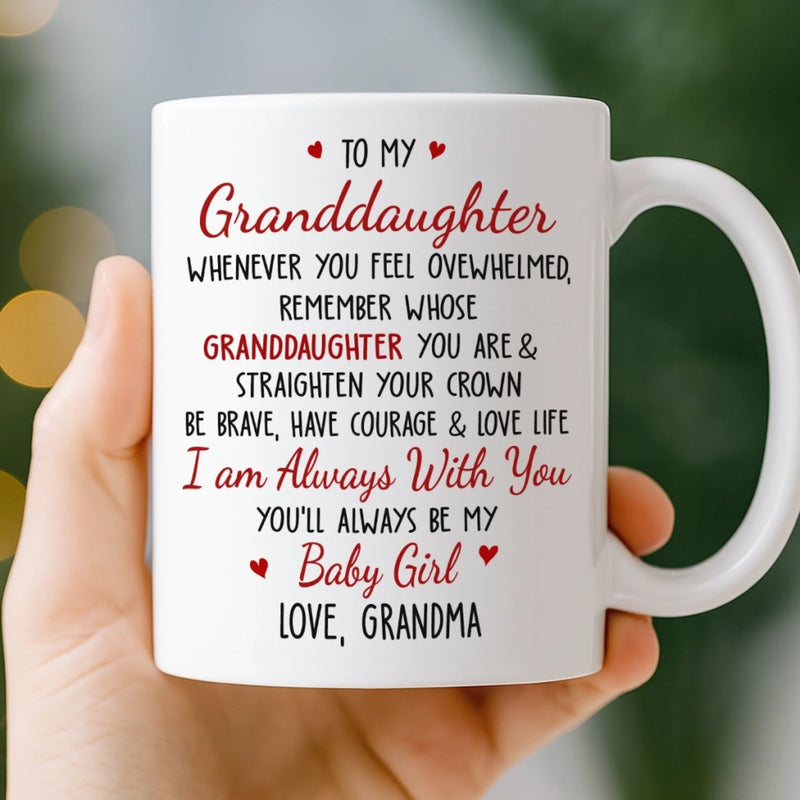 Custom Mug - Personalized Birthday Gifts For Grandma, Granddaughter - Your Strength Lights My Way