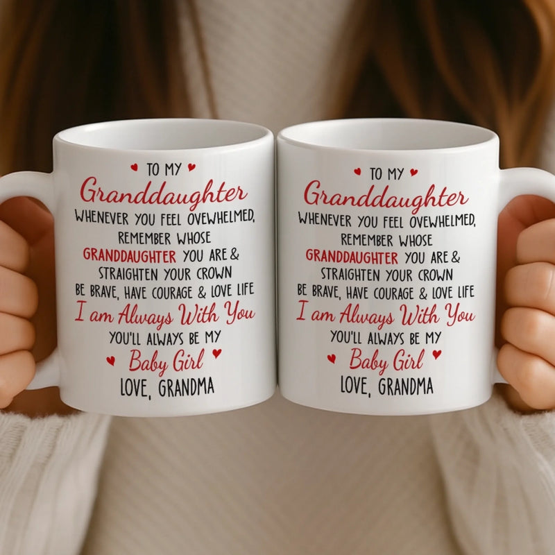 Custom Mug - Personalized Birthday Gifts For Grandma, Granddaughter - Your Strength Lights My Way