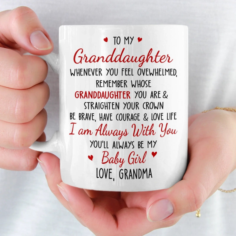 Custom Mug - Personalized Birthday Gifts For Grandma, Granddaughter - Your Strength Lights My Way