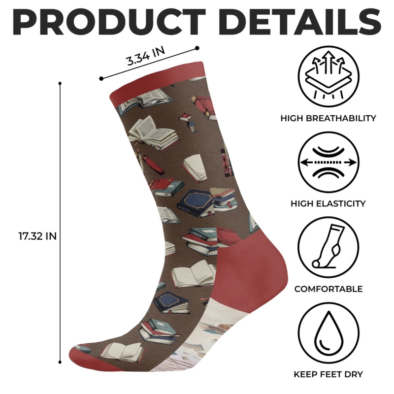 Custom Crew Socks - Personalized Bookish Gifts For Book Lovers, Bookworms, Readers - Bookmark My Heart