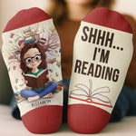 Custom Name Book Lover Gifts - Personalized Middle Tube Socks