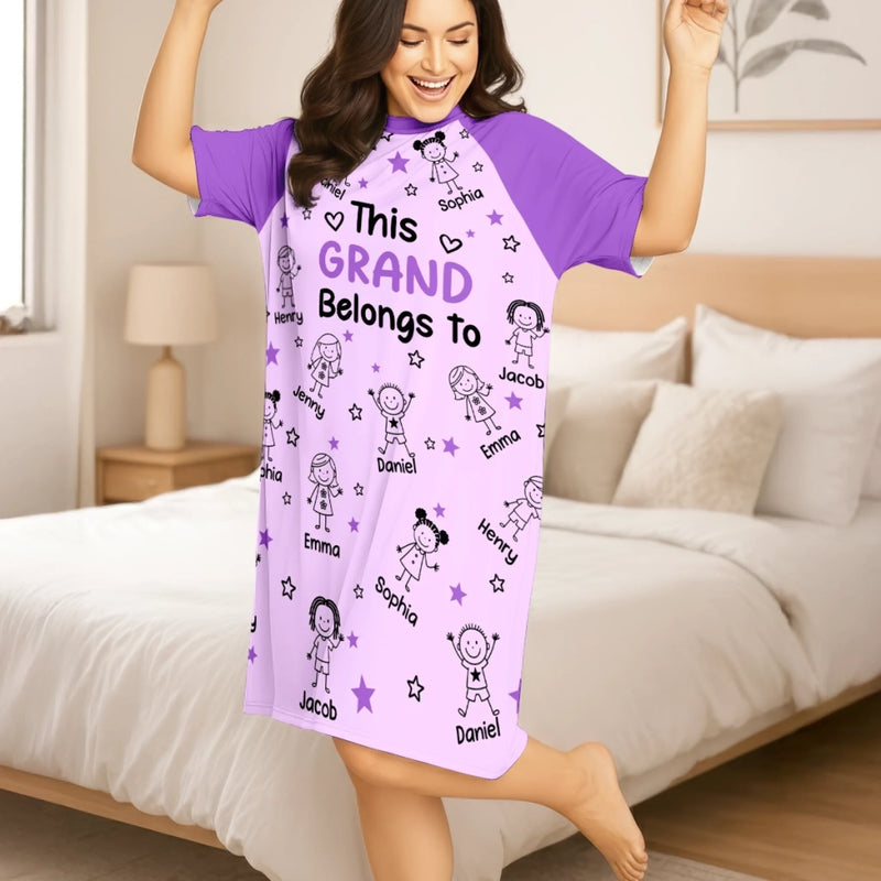 Custom Women's Sleep Tee - Personalized Birthday Gifts For Mom, Grandma - Little Moments Big Grandma Love