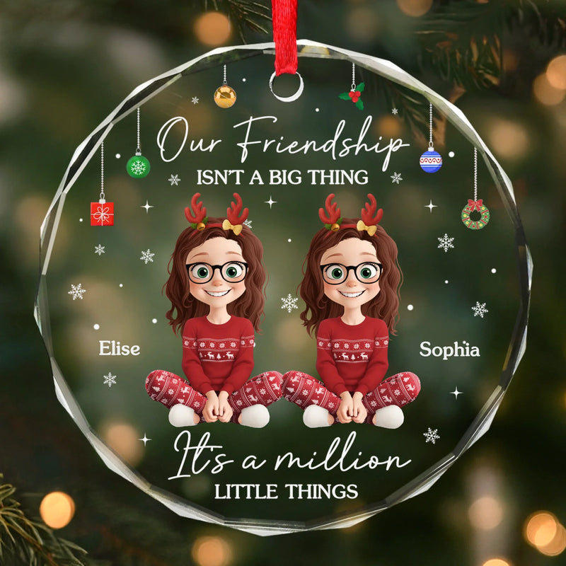 Custom Circle Glass Ornament - Personalized Best Friend Christmas Birthday Gifts For Women, Besties, Sisters, BFF - Besties Making Magic This Noel