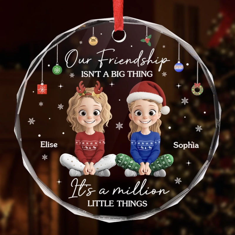 Custom Circle Glass Ornament - Personalized Best Friend Christmas Birthday Gifts For Women, Besties, Sisters, BFF - Besties Making Magic This Noel