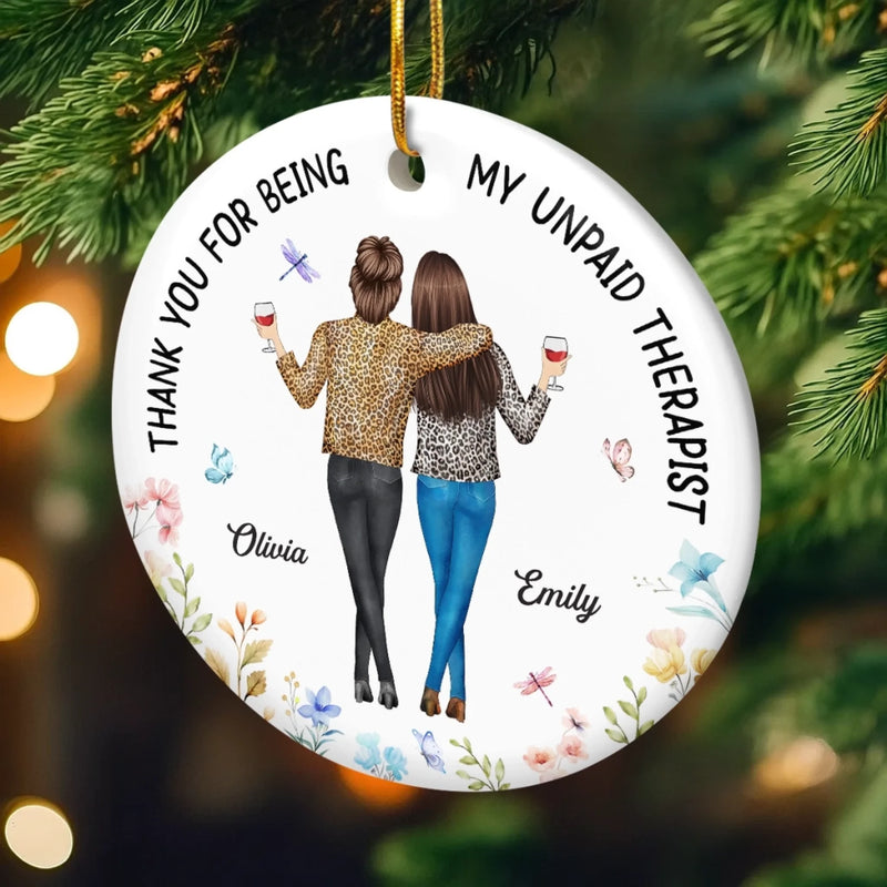 Custom Ceramic Ornament - Personalized Best Friend Christmas Birthday Gifts For Women, Besties, Sisters, BFF - Festive Days With My Besties