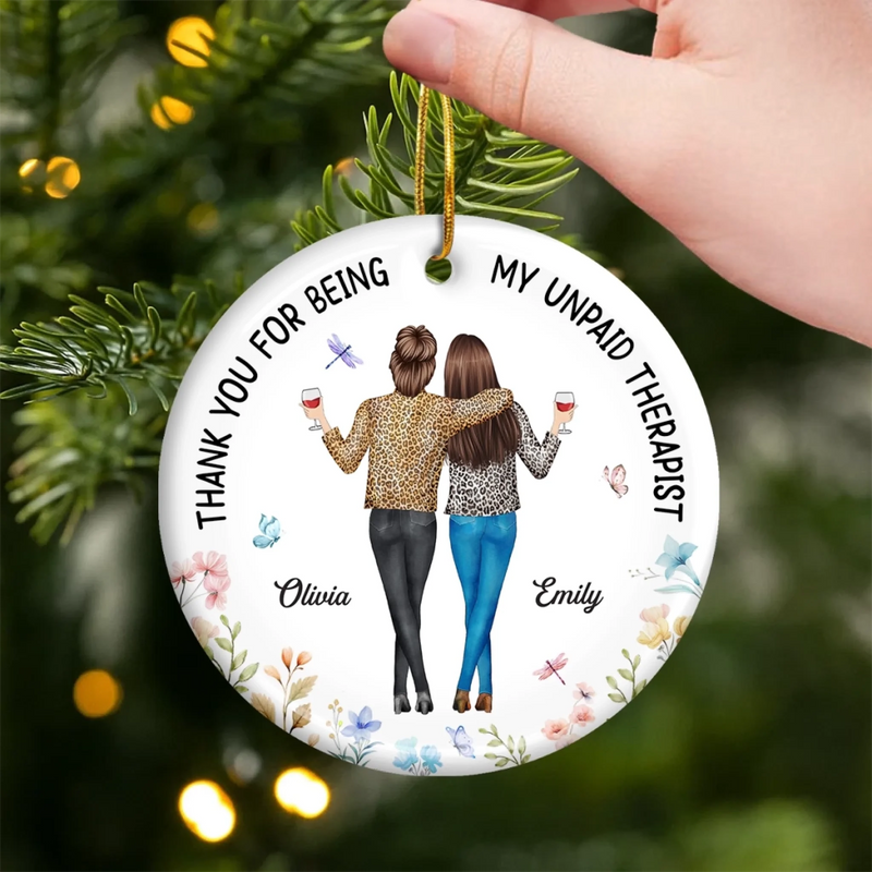 Custom Ceramic Ornament - Personalized Best Friend Christmas Birthday Gifts For Women, Besties, Sisters, BFF - Festive Days With My Besties