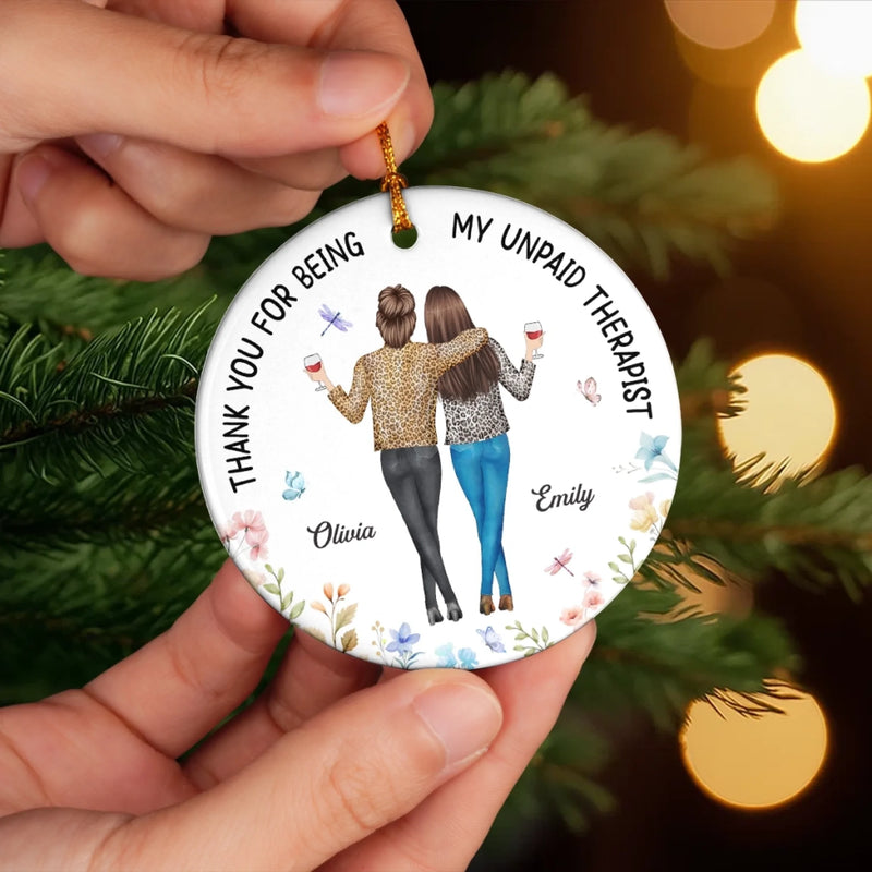 Custom Ceramic Ornament - Personalized Best Friend Christmas Birthday Gifts For Women, Besties, Sisters, BFF - Festive Days With My Besties