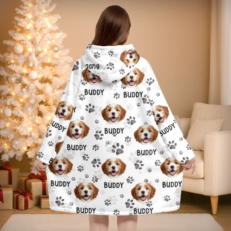 Custom Photo Wearable Blanket With Pet Pocket - Personalized Christmas Birthday Gifts For Dog Cat Lovers, Dog Dad And Mom, Cat Owners - For The Mum Whose Heart Has Paws