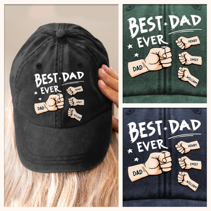 Custom Vintage Washed Denim Baseball Cap - Personalized Christmas Birthday Gifts For Dad, Grandpa - The Crew Calls Him Dad