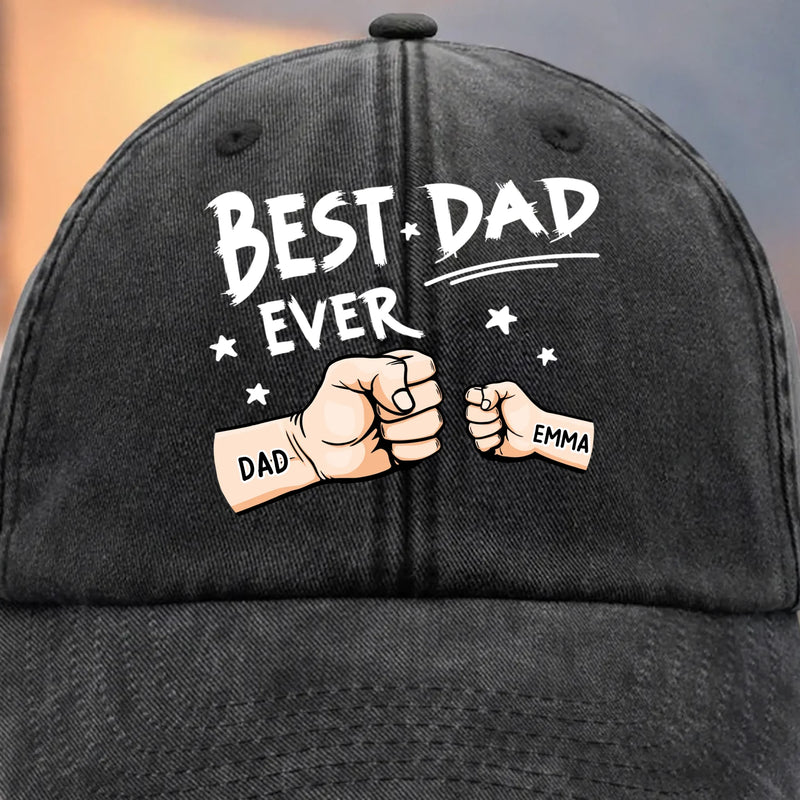 Custom Vintage Washed Denim Baseball Cap - Personalized Christmas Birthday Gifts For Dad, Grandpa - The Crew Calls Him Dad