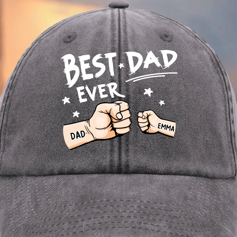Custom Vintage Washed Denim Baseball Cap - Personalized Christmas Birthday Gifts For Dad, Grandpa - The Crew Calls Him Dad