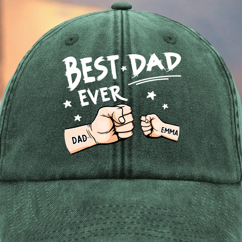 Custom Vintage Washed Denim Baseball Cap - Personalized Christmas Birthday Gifts For Dad, Grandpa - The Crew Calls Him Dad