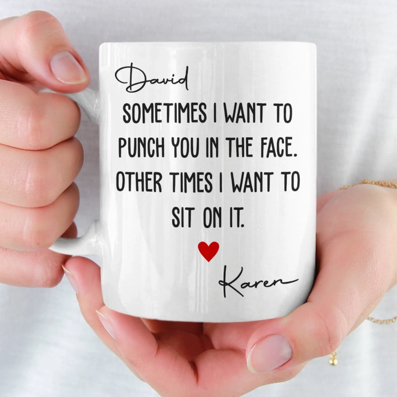 Custom Mug - Personalized Anniversary Christmas Wedding Gifts For Husband And Wife, Him And Her - My Favorite Person To Fight And Kiss