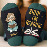 Custom Name Book Lover Gifts for Readers - Personalized Middle Tube Socks