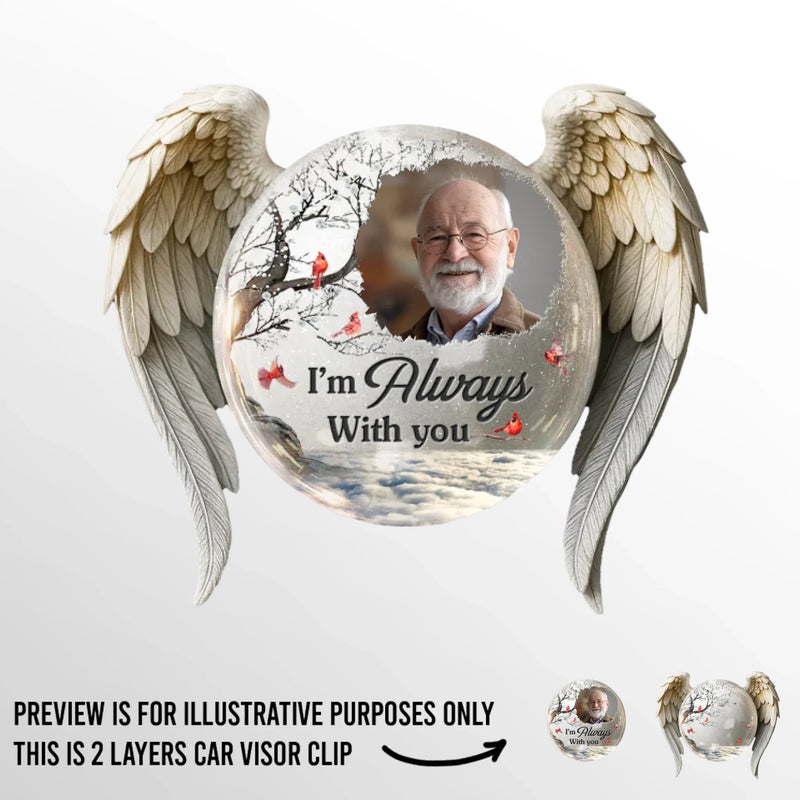 Custom Photo Car Visor Clip - Personalized Memorial Sympathy Gifts For Loss Of Mom, Dad - Never Truly Gone