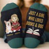 Custom Crew Socks - Personalized Bookish Gifts For Book Lovers, Bookworms, Dog Dad And Mom - Books And Dogs
