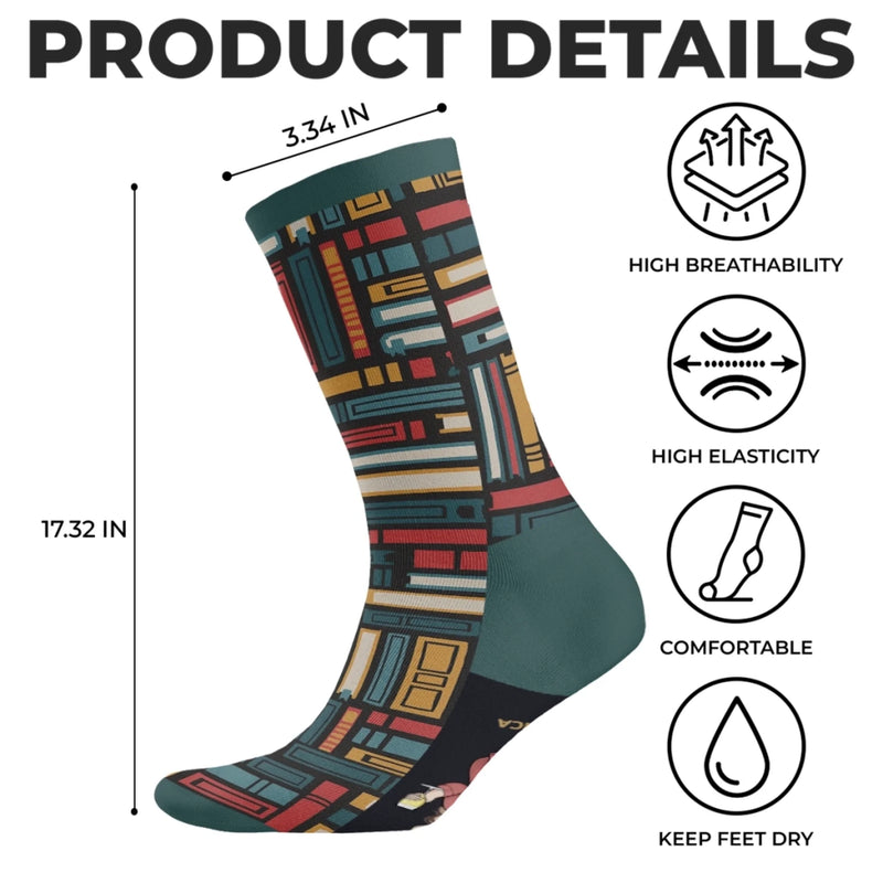 Custom Crew Socks - Personalized Bookish Gifts For Book Lovers, Bookworms, Dog Dad And Mom - Literary Pup Lover