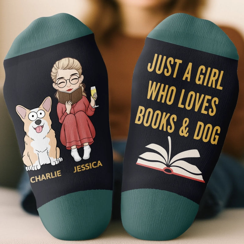 Custom Crew Socks - Personalized Bookish Gifts For Book Lovers, Bookworms, Dog Dad And Mom - Literary Pup Lover