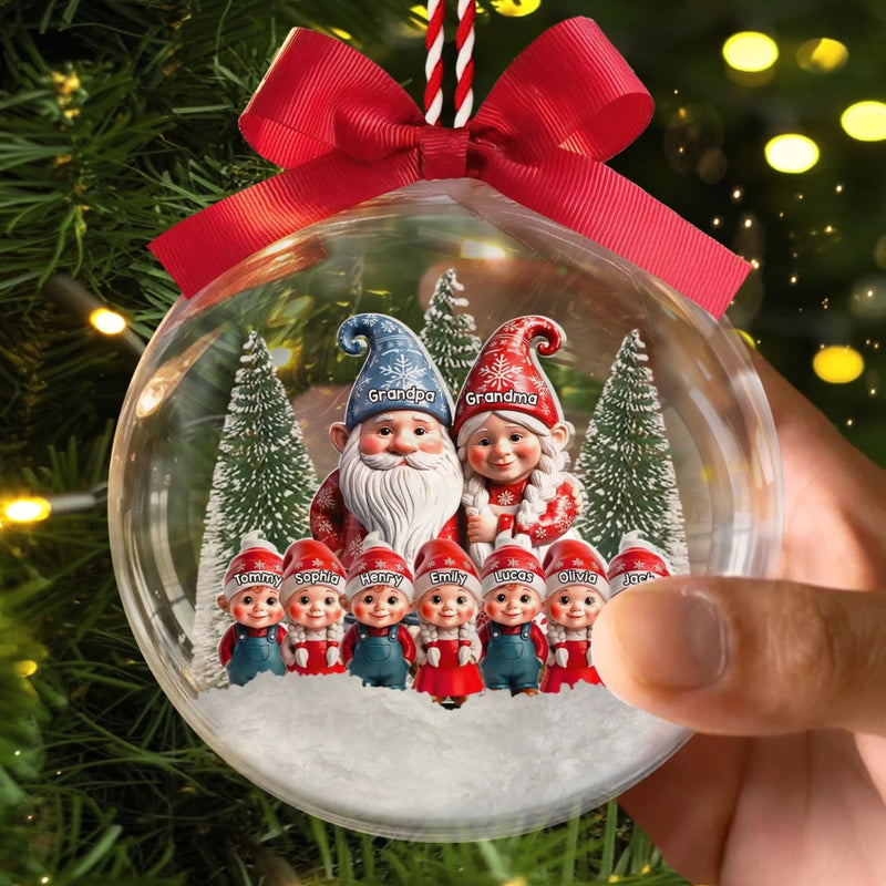 Custom 3D Acrylic Ball Ornament - Personalized Christmas Birthday Gifts For Grandpa, Grandma - Family Magic Starts With You