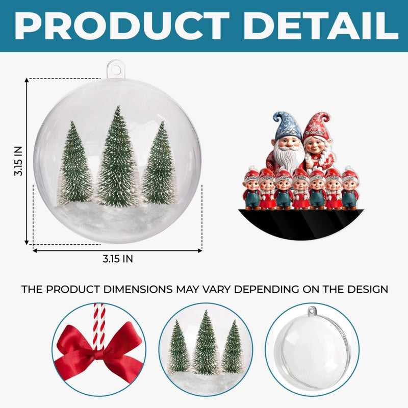 Custom 3D Acrylic Ball Ornament - Personalized Christmas Birthday Gifts For Grandpa, Grandma - Family Magic Starts With You
