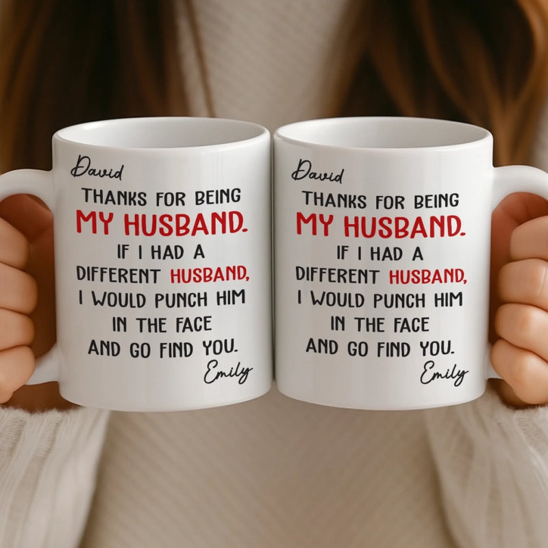 Custom Mug - Personalized Anniversary Christmas Wedding Gifts For Husband And Wife, Him And Her - You’re Lucky I Love You