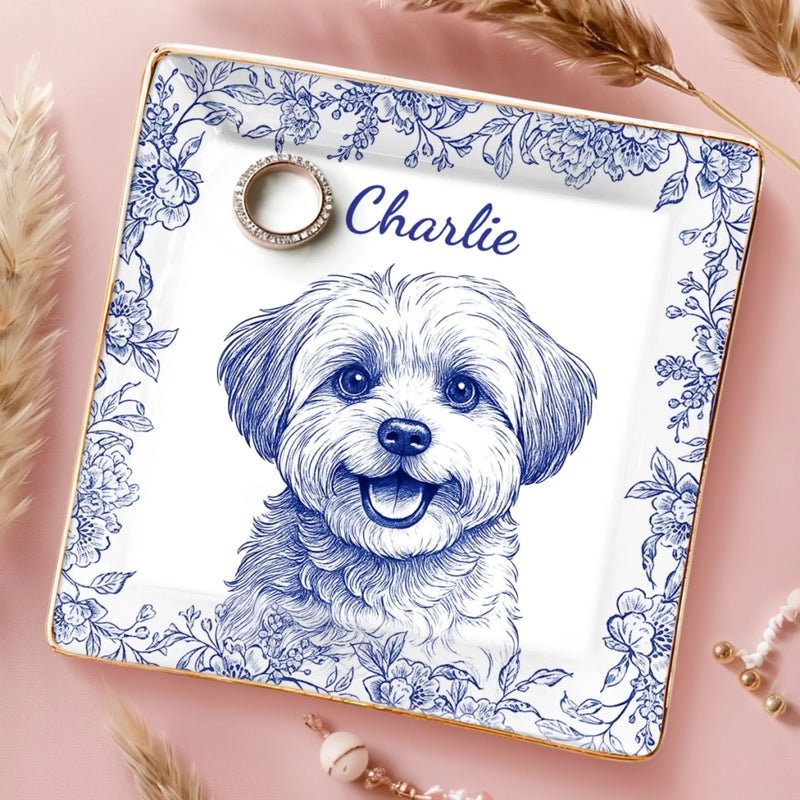 Custom Photo Full-Print Jewelry Dish - Personalized  Christmas Birthday Gifts For Dog Cat Lovers, Dog Dad And Mom, Cat Owners - Forever My Little Muse