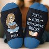Custom Kids Crew Socks - Personalized Bookish Gifts For Book Lovers, Bookworms, Readers - Bookworm At Rest
