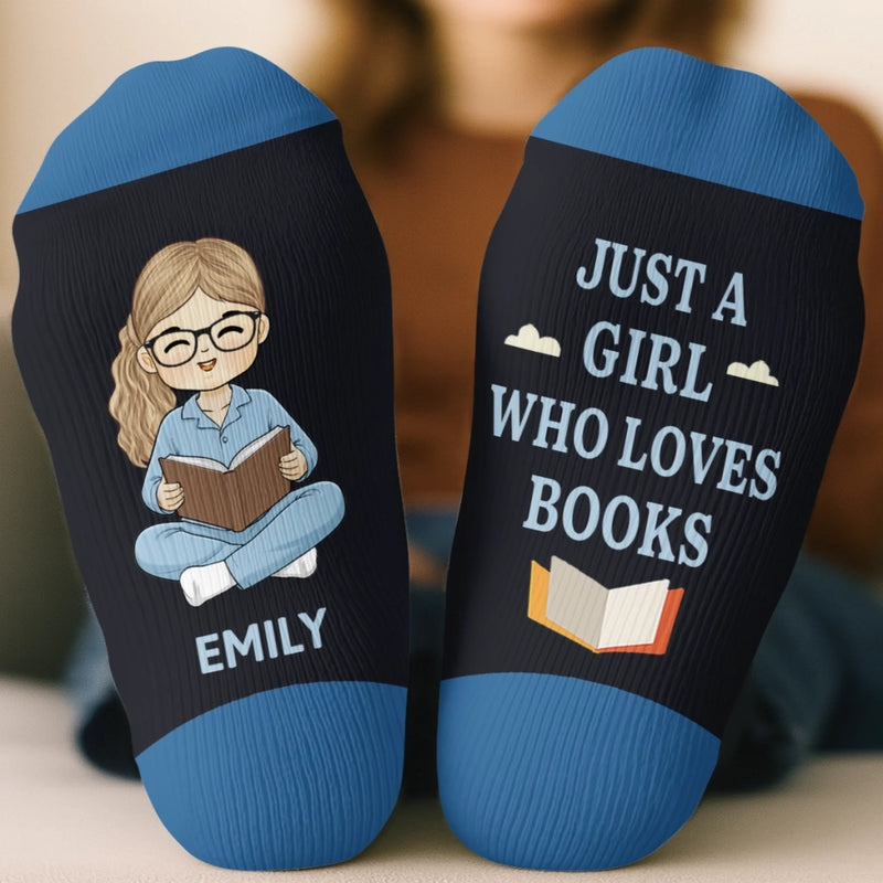 Custom Kids Crew Socks - Personalized Bookish Gifts For Book Lovers, Bookworms, Readers - Bookworm At Rest