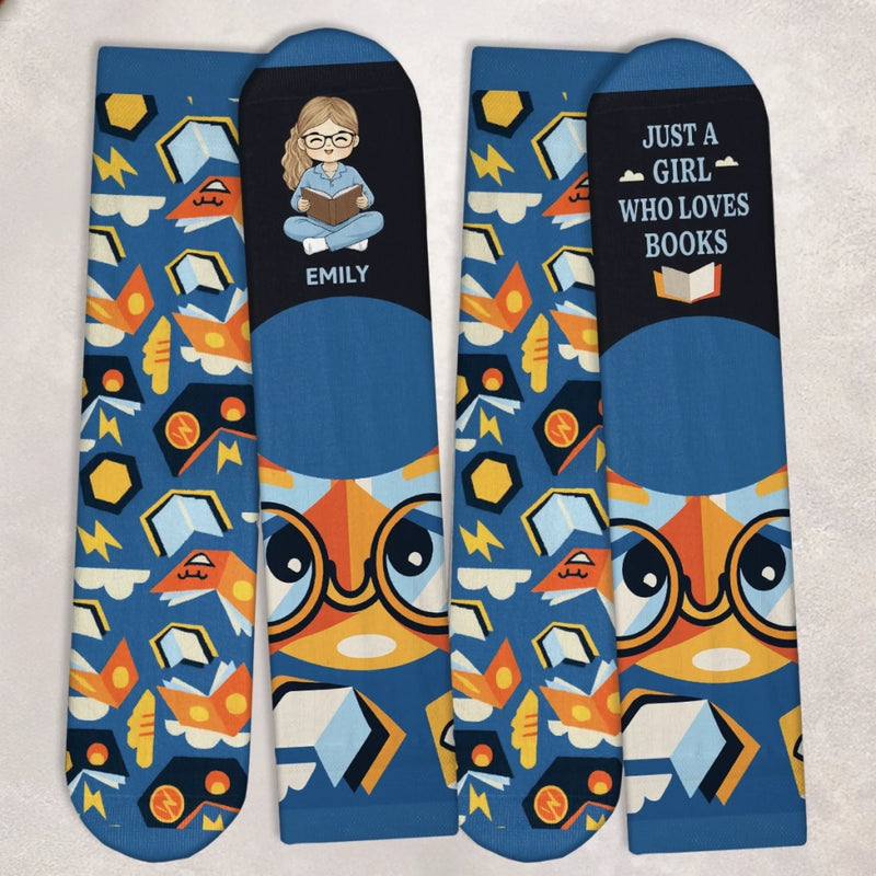 Custom Kids Crew Socks - Personalized Bookish Gifts For Book Lovers, Bookworms, Readers - Bookworm At Rest