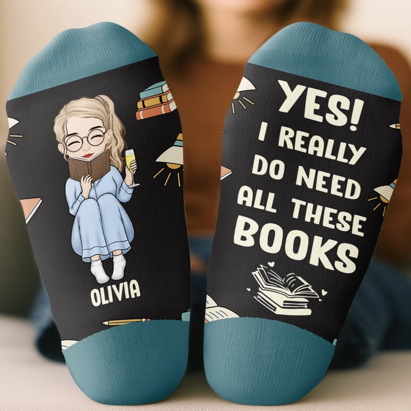 Custom Crew Socks - Personalized Bookish Gifts For Book Lovers, Bookworms, Readers - Tea, Books, Repeat