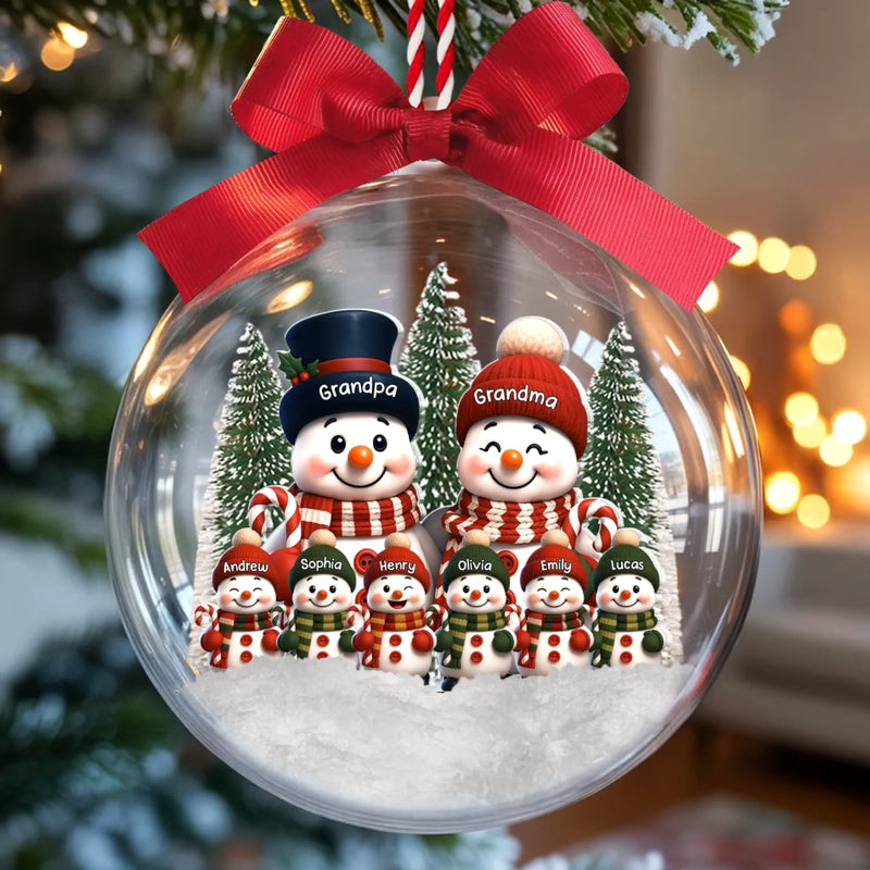Custom Snowman 3D Acrylic Ball Ornament - Personalized Christmas Birthday Gifts For Grandpa, Grandma - Our Favorite Christmas Memories