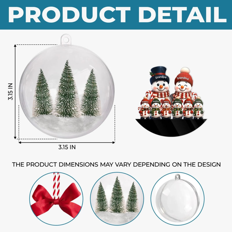 Custom Snowman 3D Acrylic Ball Ornament - Personalized Christmas Birthday Gifts For Grandpa, Grandma - Our Favorite Christmas Memories