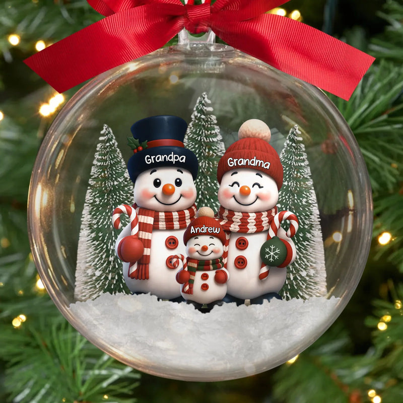 Custom Snowman 3D Acrylic Ball Ornament - Personalized Christmas Birthday Gifts For Grandpa, Grandma - Our Favorite Christmas Memories