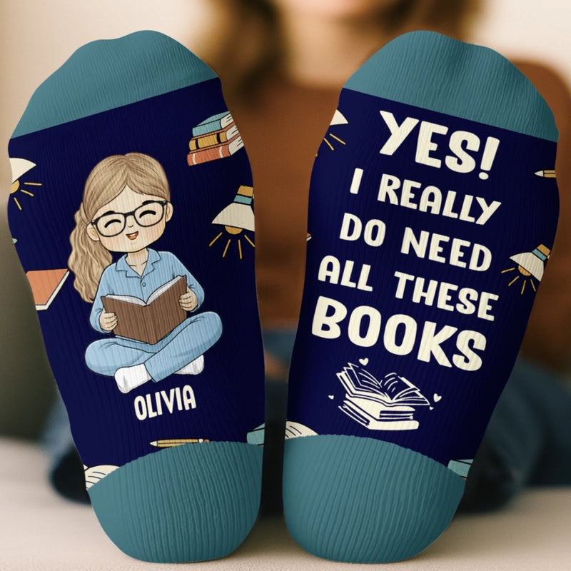 Custom Kid Crew Socks - Personalized Bookish Gifts For Book Lovers, Bookworms, Readers - Need All These Books