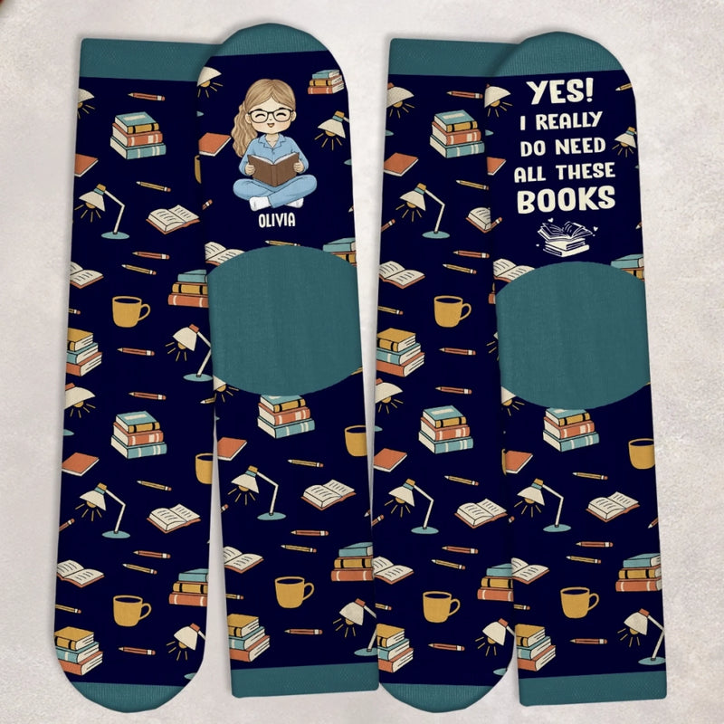 Custom Kid Crew Socks - Personalized Bookish Gifts For Book Lovers, Bookworms, Readers - Need All These Books
