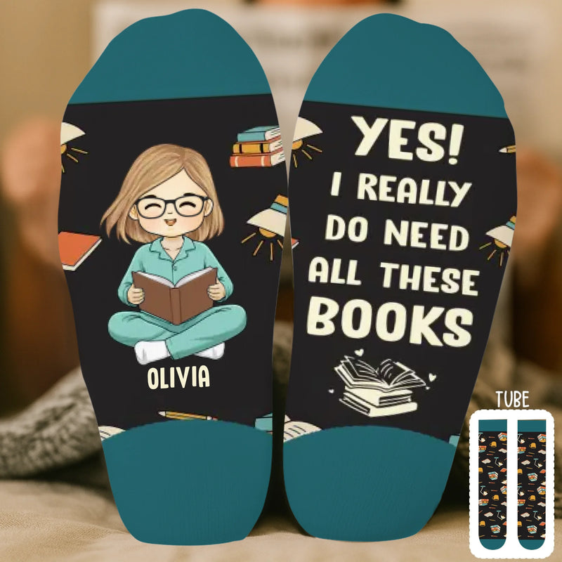 Custom Kid Crew Socks - Personalized Bookish Gifts For Book Lovers, Bookworms, Readers - Need All These Books